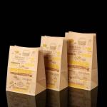 Custom Size Disposable Brown Kraft Paper Bags for Bread, Sandwich Flat Bottom Food Take Out Paper Bag for sale