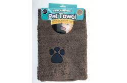 China Gray Color  Microfiber Pet Towel With Paw Embroider supplier