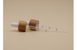 China Bamboo Collar Essential Oil Dropper 18mm With Printing Scale Glass Pipette supplier