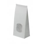 White Square Bottom Customized Paper Bags With Plum Window And Zipper