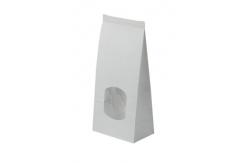 China White Square Bottom Customized Paper Bags With Plum Window And Zipper supplier