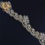 OEM Knitted Custom 3D Flower Lace Trim Embroidery Soft Mesh With Beads