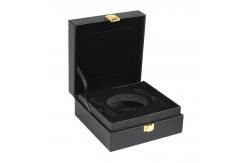 China PU Leather Caviar Packaging Gift Box With Gold Foil supplier