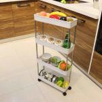 Washable 4 Tier Storage Rolling Cart , Flexible Detachable Narrow Storage Trolley for sale