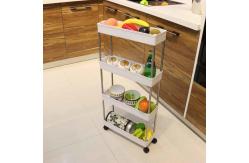 China Washable 4 Tier Storage Rolling Cart , Flexible Detachable Narrow Storage Trolley supplier