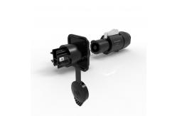 China Ip65 3 Pin Female Waterproof Power Connector Black Output Outdoor Powercon supplier