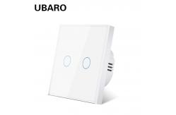 China 2gang White Glass Switches 5W - 150W Led Touch Switch Tempered Glass Panel supplier