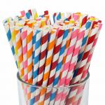 Colorful Assorted 	Striped Paper Straws To Decorate Birthday Parties Baby Showers for sale