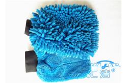 China 100% Polyester Microfiber Wash Mitt With Elastic Cuff , Car Washing Mitts supplier