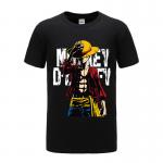 Casual Luffy Character Anime Couple Shirts O Shaped Neck Anti Bacterial Breathable for sale