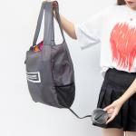 5L Collapsible Reusable Shopping Bags Roll Up Recycled White Black