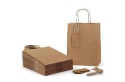 China Custom Logo Brown Kraft Paper Bags Reusable Kraft Packaging Bag With Handles supplier