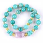 11MM 14MM Tianhe Stone Amethyst Crystal Gemstone Bead Bracelets 2 Layer for sale