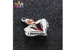 China Heart Cremation Urn Engraved Necklace Charms With Red Diamond supplier