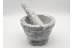 China Customized Natural Stone Mashing Bowl Well Designed Nice White With Vein supplier