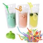 Custom Printed Empty 16oz Fruit Juice Packing Pouch With Straw Reusable for sale