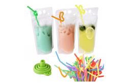 China Custom Printed Empty 16oz Fruit Juice Packing Pouch With Straw Reusable supplier