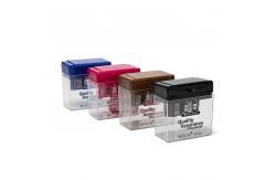 China Wording Office Rectangle Double Hole Pencil Sharpener With Lid supplier