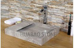 China White Marble Bathroom Vanity With Vessel Sink Elegant Sleek Save Floor Space supplier