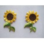 China 2 Pcs Sunflower Embroidery Patch Twill Cotton Floral Embroidery Iron On Patches for sale