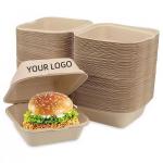 Wholesale Customized Burger Clam Shell Eco-friendly Sugarcane Bagasse Fast Food Burger Box Container for sale