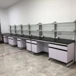 750mm 1.0mm Wall Bench Steel Laboratory Furniture With Reagent Shelf for sale