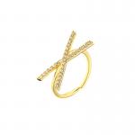 Adjustable 18k Gold Band Engagement Rings OEM Zircon Initial Letter Ring for sale