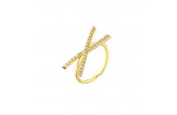 China Adjustable 18k Gold Band Engagement Rings OEM Zircon Initial Letter Ring supplier