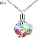 65CM Chain Heart Memorial Keepsake Pendant Engraved Necklace Charms for sale