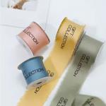 Silk Screen Printed Chiffon Satin Ribbon in Many Colors for Custom Torn Edge Wrapping for sale