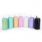 China 16oz Stainless Steels Can Shaped Sublimation Tumbler With Lids And Straws manufacturer