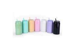 China 16oz Stainless Steels Can Shaped Sublimation Tumbler With Lids And Straws supplier