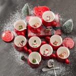Eco Friendly Red Ceramic Cups , Ceramic Christmas Mugs With Spoon Lid OEM ODM for sale