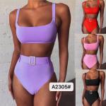 Swimming Suits Bikini Solid Color Europe Sexy Factory Direct Supply High Waist  Miss for sale