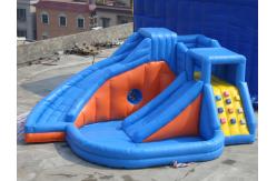 China Blue Inflatable Amusement Park , Mini Bouncer With Double Water Slide supplier
