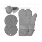 Gray Silicone Double Oven Gloves EU Certified 15.3in Long For Home for sale