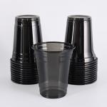 Ice Coffee PET Plastic Cups With Lid Clear Black Design For Takeaway Beverages for sale
