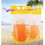 Take away customized drinking bag clear plastic zipper pouch for sale
