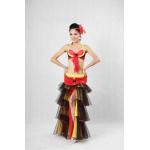 Ruffles Belly Dancing Outfits 3 Tones 4 Tiered Pleated Tulle Side Slit Maxi Skirt for sale