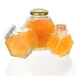 100ml 220ml Hexagonal Glass Food Jars With Lids Dipper For Honey