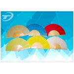 Business Gifts Wooden Hand Held Fan With Printed Fabric / Paper for sale