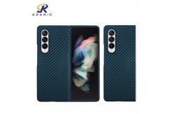 China Super Light Blue Aramid Fiber Phone Case For Samsung Z Fold 3 supplier