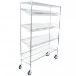 4 Slanted Home Wire Shelving / 1 Flat Shelf Mobile Merchandising Cart For Kitchen for sale