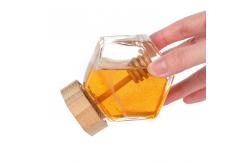China Empty 100Ml 380Ml Hexagonal Honey Pot Glass Honey Jar With Dipper supplier