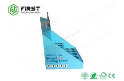 China Customized Offest 4C Printing PDQ Paper Table Top Cardboard Counter Display With Holes supplier