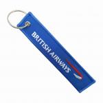BRITISH AIRWAYS Custom Embroidered Keychain Scratch Resistant Fabric Custom Patch Keychain for sale