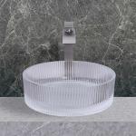 No Overflow Countertop Mounted Glass Wash Basin In Acid Matt Bottom