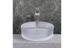 China No Overflow Countertop Mounted Glass Wash Basin In Acid Matt Bottom supplier