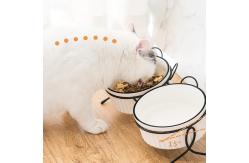 China Custom Ceramic Custom Pet Bowls Feeders Rounded Shape With Shelf supplier