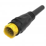 M19 Connector 9pin Yellow 5A Solder Overmolded Aluminum Alloy Shell Nylon IP67 for sale